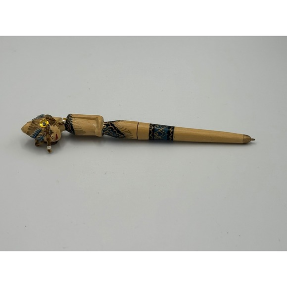 Handmade Other - Vintage Hand Carved Wooden Dancer Ballpoint Pen Balinese Folk Art Souvenir